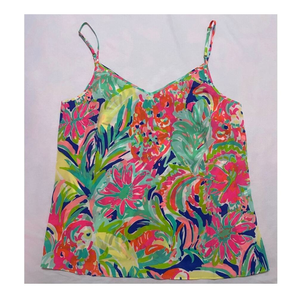 Lilly Pulitzer Vibrant Floral Print Silk Tank Top New NWT